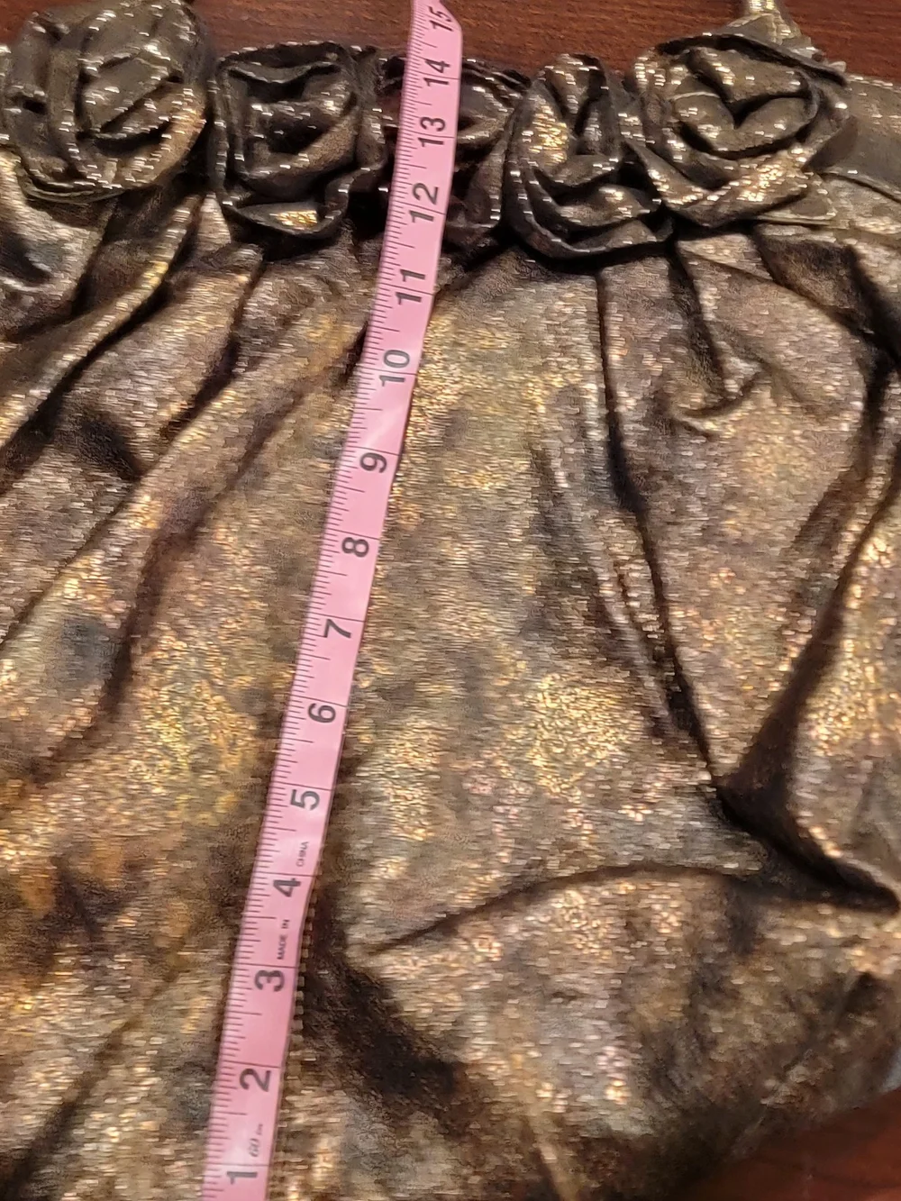 Metallic Bronze Floral Accent Women’s Handbag